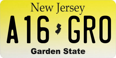 NJ license plate A16GRO