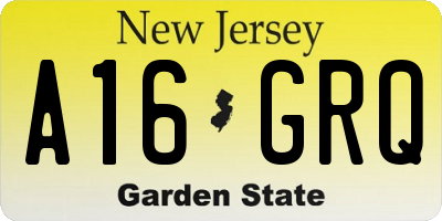 NJ license plate A16GRQ