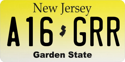 NJ license plate A16GRR