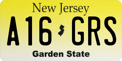 NJ license plate A16GRS