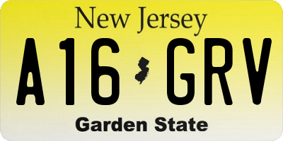 NJ license plate A16GRV
