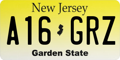 NJ license plate A16GRZ