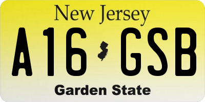 NJ license plate A16GSB