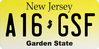 NJ license plate A16GSF