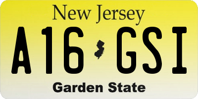 NJ license plate A16GSI