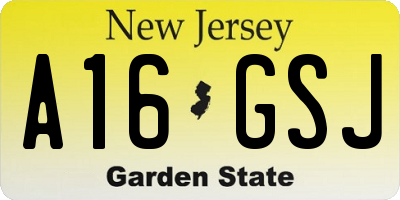 NJ license plate A16GSJ