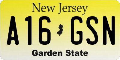 NJ license plate A16GSN