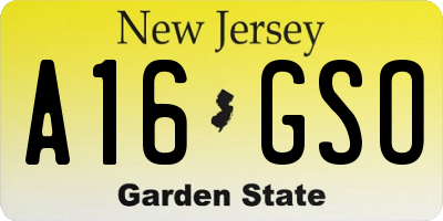 NJ license plate A16GSO