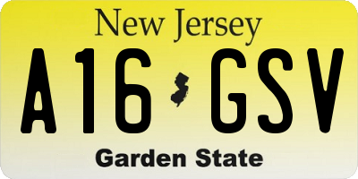 NJ license plate A16GSV