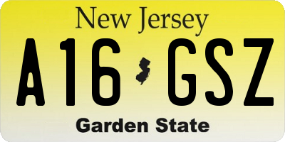 NJ license plate A16GSZ