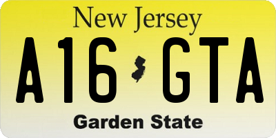 NJ license plate A16GTA