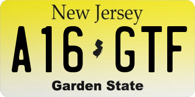 NJ license plate A16GTF
