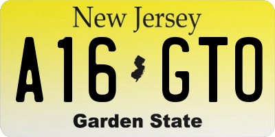 NJ license plate A16GTO