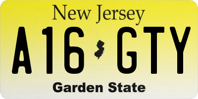 NJ license plate A16GTY