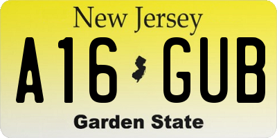 NJ license plate A16GUB