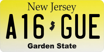 NJ license plate A16GUE