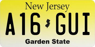 NJ license plate A16GUI