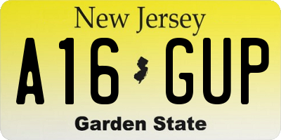 NJ license plate A16GUP
