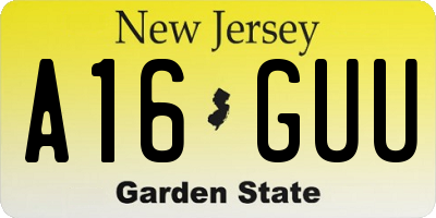 NJ license plate A16GUU