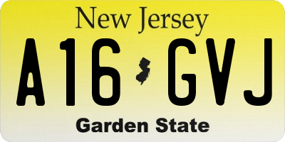 NJ license plate A16GVJ