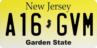 NJ license plate A16GVM