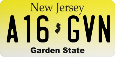 NJ license plate A16GVN