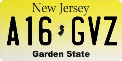 NJ license plate A16GVZ