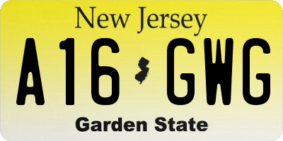 NJ license plate A16GWG