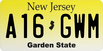 NJ license plate A16GWM