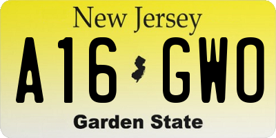 NJ license plate A16GWO