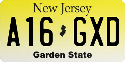 NJ license plate A16GXD