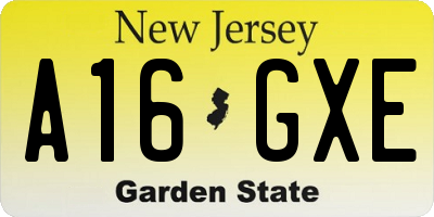 NJ license plate A16GXE