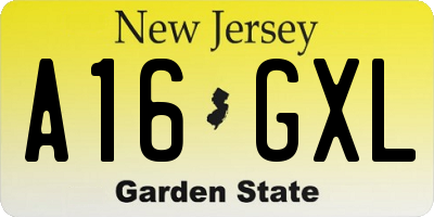 NJ license plate A16GXL