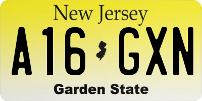 NJ license plate A16GXN