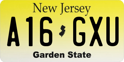 NJ license plate A16GXU
