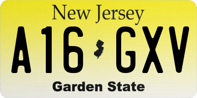 NJ license plate A16GXV