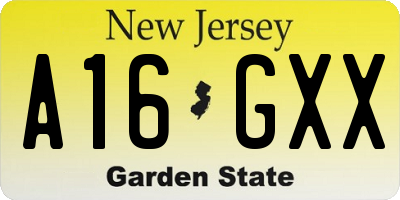 NJ license plate A16GXX