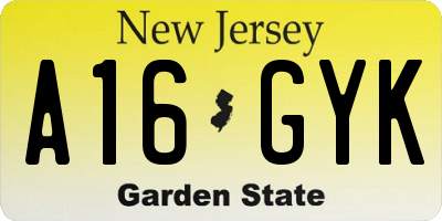 NJ license plate A16GYK