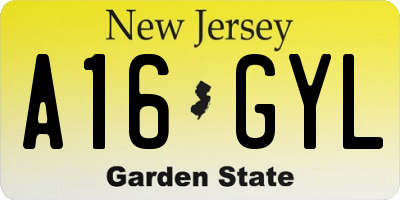 NJ license plate A16GYL