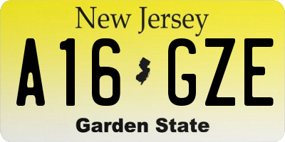 NJ license plate A16GZE