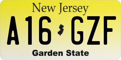 NJ license plate A16GZF