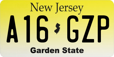 NJ license plate A16GZP