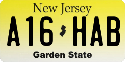 NJ license plate A16HAB