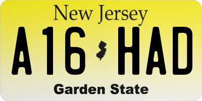 NJ license plate A16HAD