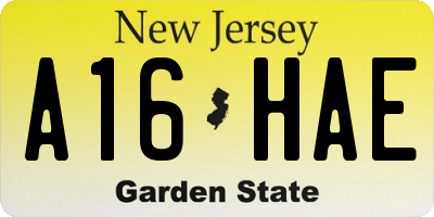 NJ license plate A16HAE