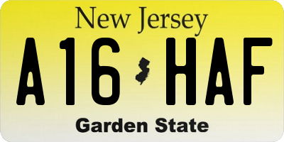 NJ license plate A16HAF