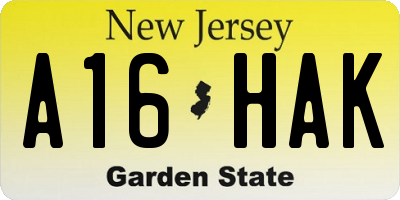 NJ license plate A16HAK