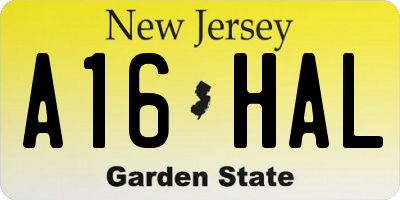 NJ license plate A16HAL