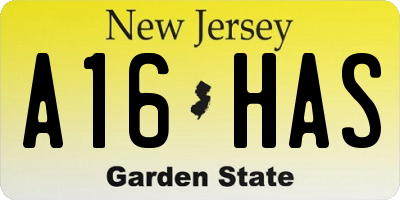 NJ license plate A16HAS