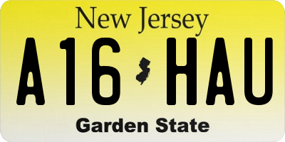 NJ license plate A16HAU